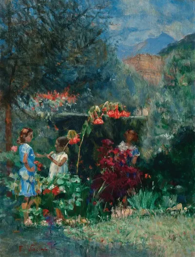 Tres Meninas No Jardim