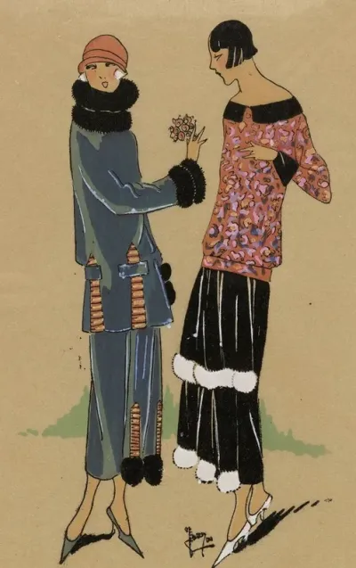Tres Parisien 1923 No 11 1 Deux Amies Charmant Tailleur De Velours
