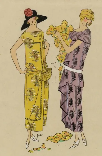 Tres Parisien 1923 No 6 13 Les Fleurs Deux Jolies Robes