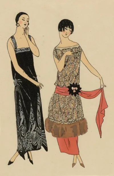 Tres Parisien 1923 No 9 10 Coquettes En Velours Noir Cette Robe Drapee