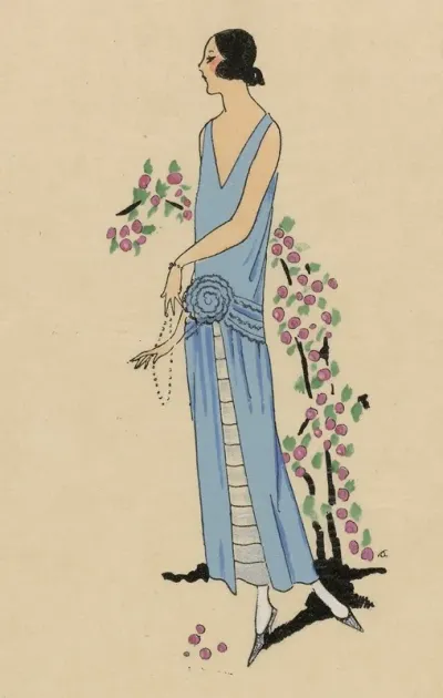 Tres Parisien 1923 No 9 4 Turquoise Une Etroite Gaine De Moire