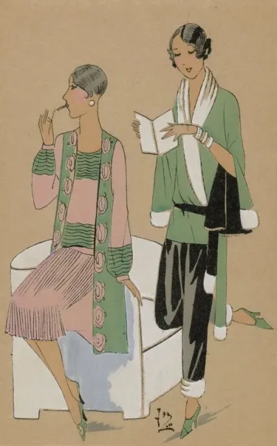 Tres Parisien 1927 No 3 Pl 7 Creations Jean Magnin Tea For Two