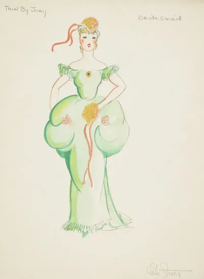 Trial By Jury Bridesmaid Green Gown With Puffed Waist