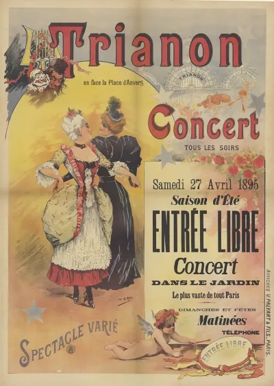 Trianon Concert Tous Les Soirs Samedi 27 Avril 1895 Entree Libre