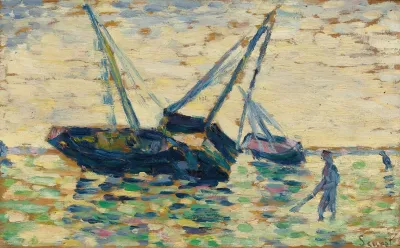 Trois Bateaux Et Un Marin Etude Pour Lechouage A Grandcamp