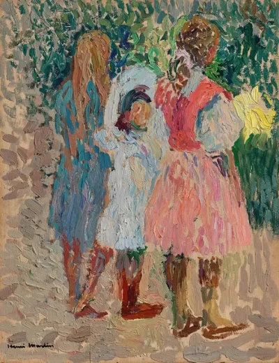 Trois Petites Filles Au Jardin Un Matin Dete