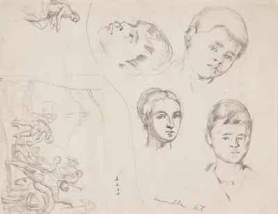 Trois Portraits De Paul Et Etudes Dapres Pedro De Maya Et Le Tintoret