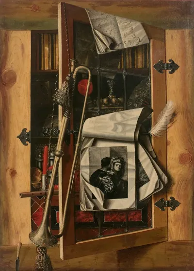 Trompe Loeil Aux Instruments De Musique Et A La Gravure Du Bravo De Titien
