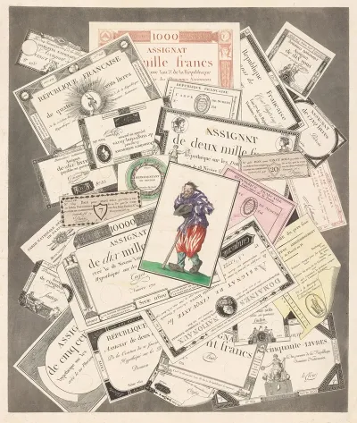 Trompe Loeil Of Assignats With Beggar After Callot