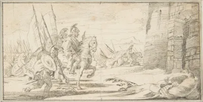 Troops Advancing Toward A City Gate