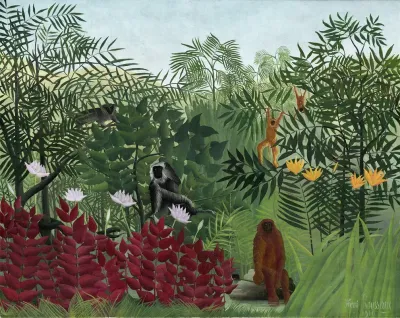 Tropical Forest With Monkeys
