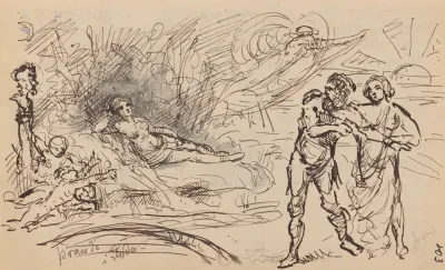 Truth And Delusion Composition Sketch To Allegorical Scene