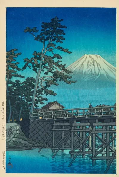 Tsukiyo No Fuji Kawaibashi Mt Fuji In Moonlight Kawai Bridge