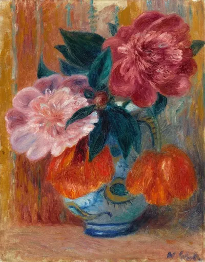 Tulips And Peonies In Pitcher