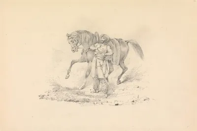Turbaned Cavalryman Standing Beside A Horse