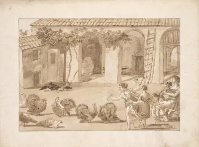 Turkeys In A Venetian Farmyard The Third Drawing In Tiepolos Series Of 59 Scenes Of Contemporary Life
