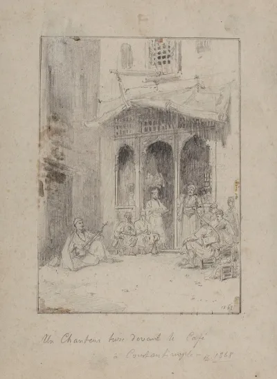 Turkish Singer In Front Of A Cafe In Constantinople