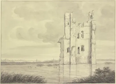 Turmruine Im Wasser Stehend Huis Te Merwede Dordrecht