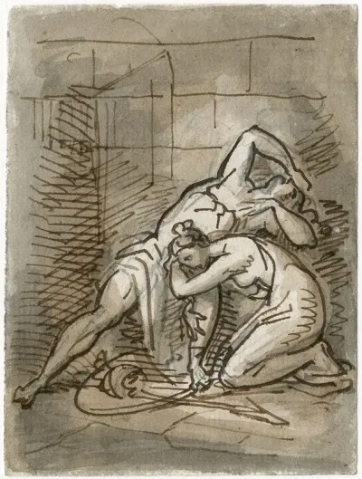 Twee Figuren Man En Vrouw In Dramatische Pose