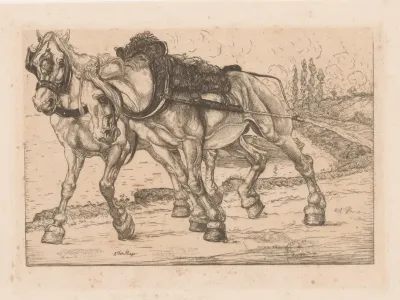 Twee Jaagpaarden Langs De Marne 2