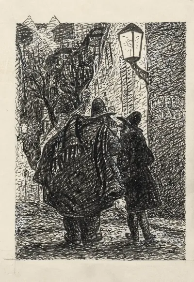Twee Mannen Op Straat In Het Donker