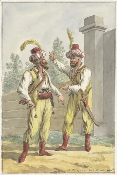Twee Oosterse Militairen Met Tulbanden
