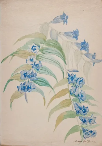 Twigs With Blue Flowers