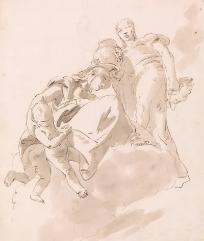 Two Allegorical Figures For A Ceiling