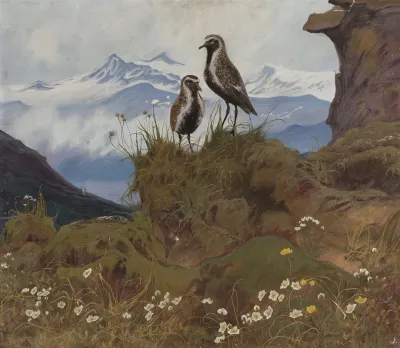 Two Birds In A Mountain Landscape