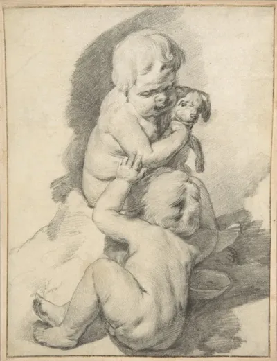 Two Boys With A Puppy 2