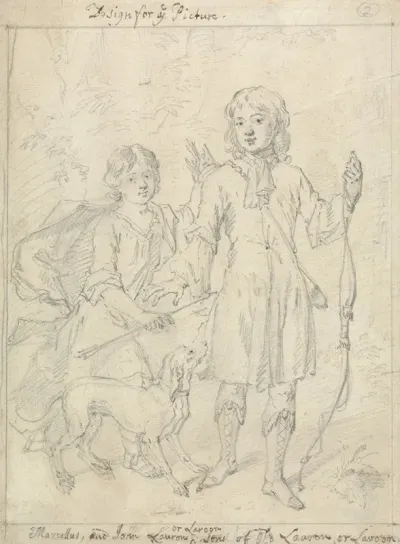 Two Children And A Dog Called Marcellus And John Laroon
