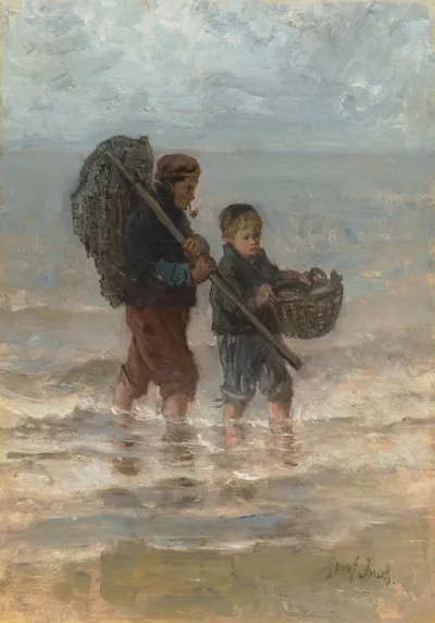 Two Children Wading