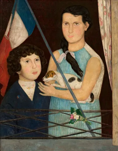 Two Children With A French Flag