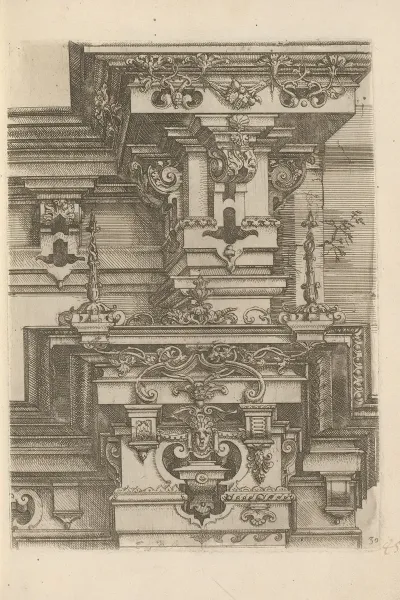 Two Composite Capitals With Two Crowns And Decorated With Foliage Volutes And A Mascaron