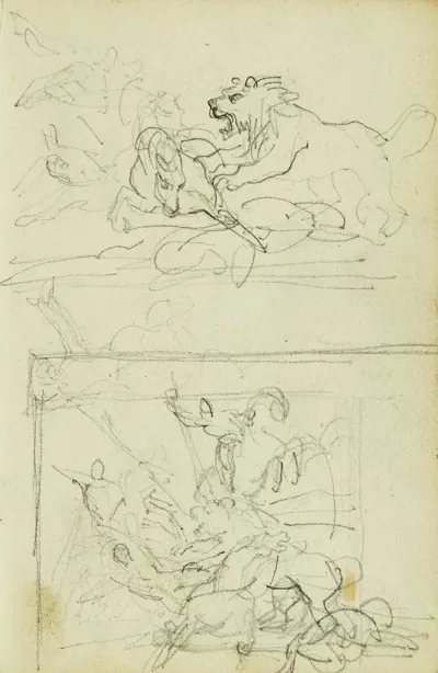 Two Compositional Studies Of A Lion Hunt 2