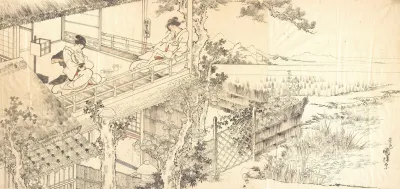 Two Courtesans Enjoying The View From A Teahouse