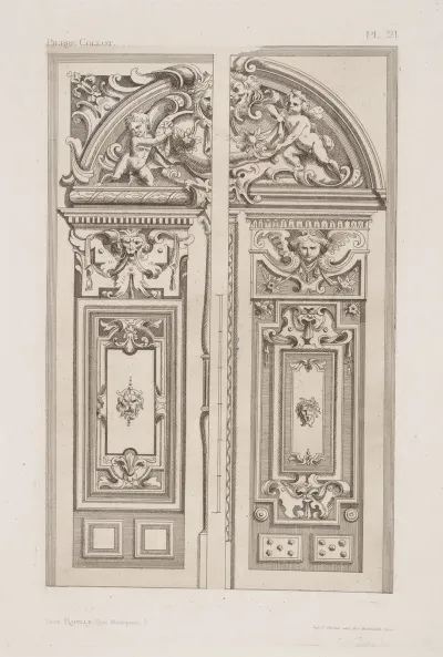 Two Designs For Door And Tympanum Of Same Dimensions But Varied Decoration