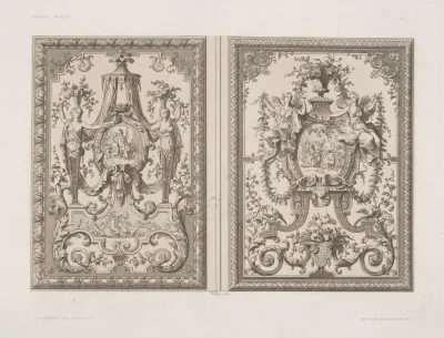 Two Designs One With Roundel Of Enthroned Athena One With Bible Scene