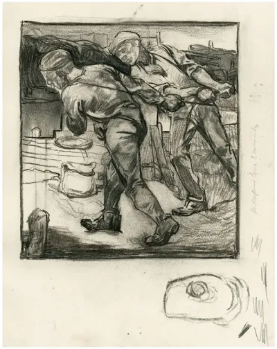 Two Dike Workers Pulling A Rope