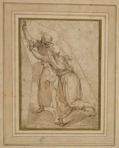 Two Female Figures Study For The Baptism Of Christ In S Francesco Della Vigna Venice
