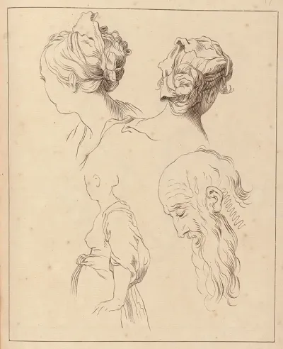 Two Female Heads One Male Head One Torso