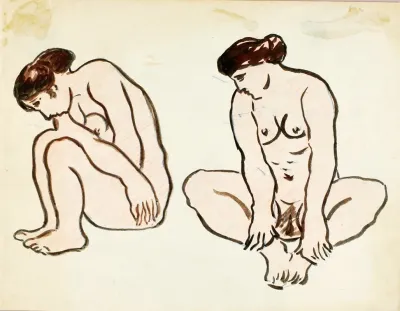 Two Female Nudes Sitting