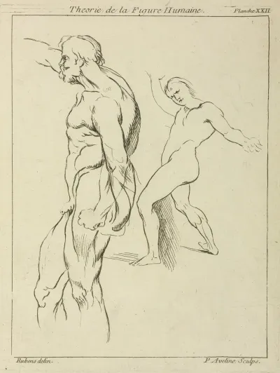 Two Figures Extending Right Arms