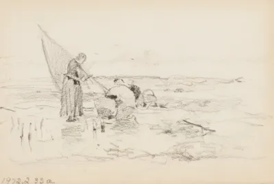 Two Figures Near A Boat