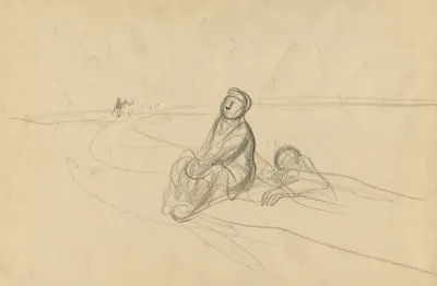 Two Figures On A Road Verso