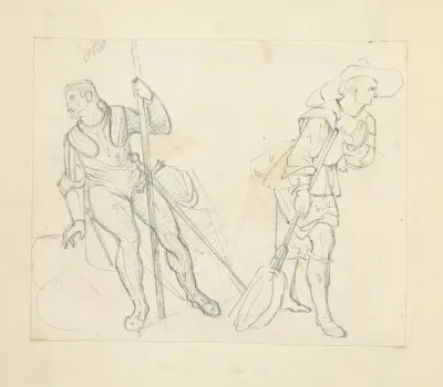 Two Figures With Various Aspects Of Their Garments Diagrammed