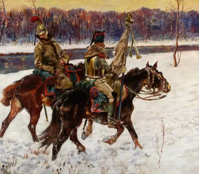 Two French Hussars Berezina Fragment