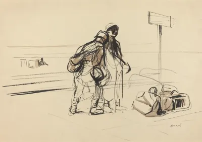 Two French Soldiers Near A Notice Board