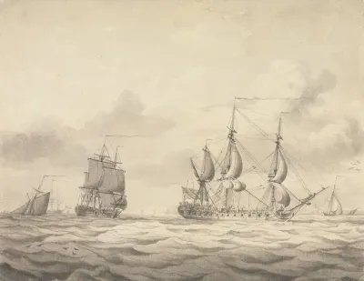 Two Frigates Before The Wind
