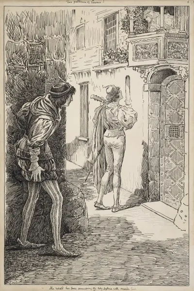 Two Gentlemen Of Verona She Beheld Her Lover Serenading The Lady Silvia With Music